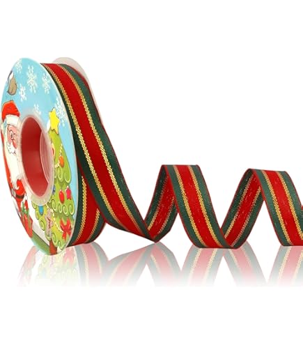 お値下！ワイヤーエッジリボン 赤緑クリスマスカラー５本各 50ヤード新品未使用 Amazon.co.jp: 45メートル 赤白と緑 リボン ラッピング 手芸